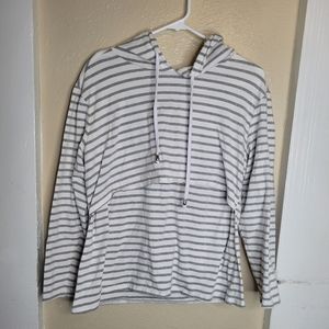 Ginkana Nursing Top Tshirt Stripe Hooded Long Sleeves Baby Breastfeeding